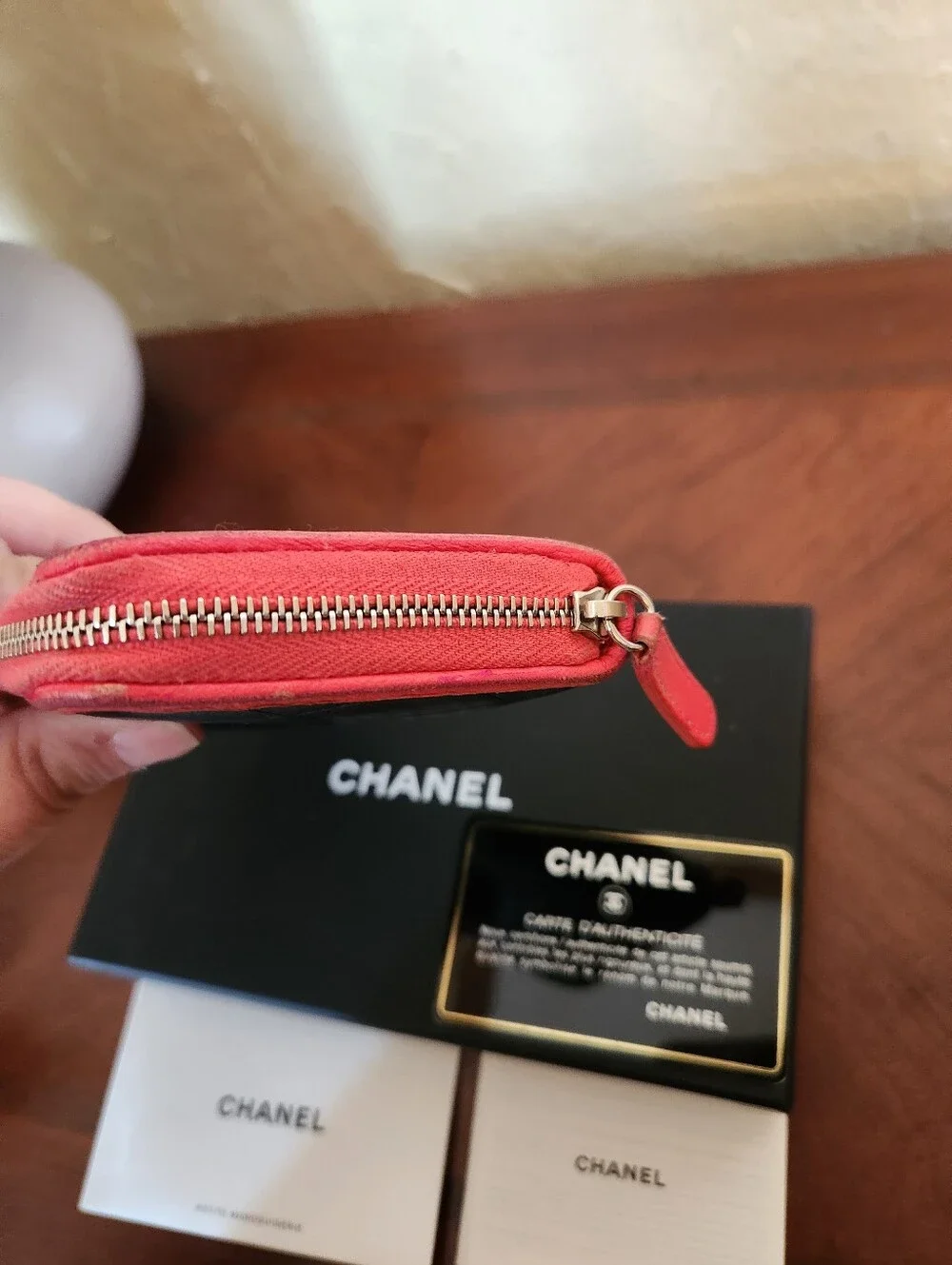 Chanel Matelasse Navy Pink Zip Medium Wallet